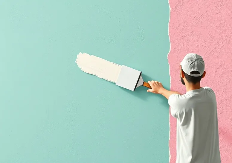 Application d'un enduit décoratif à la lisseuse sur un mur